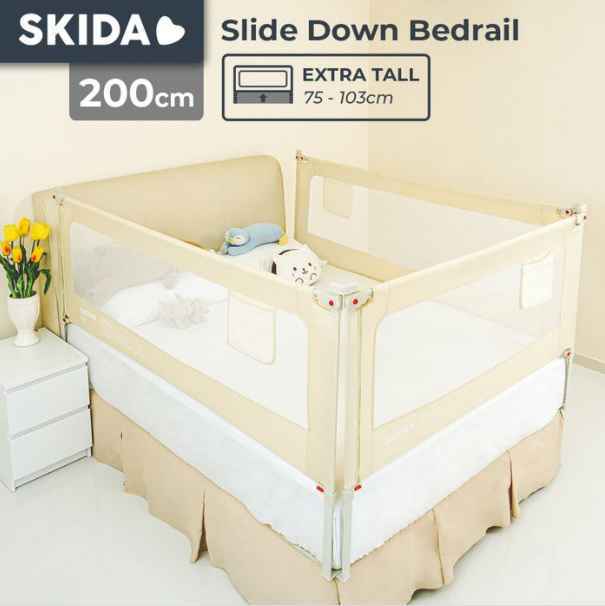 Skida Extra Tall Slide Down Bedrail 200cm - Beige