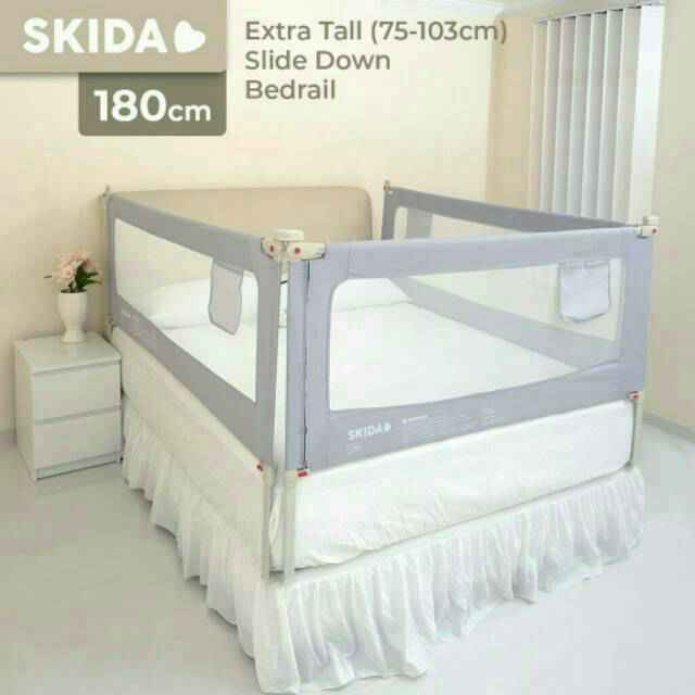 Skida Extra Tall Slide Down Bedrail 180cm - Grey