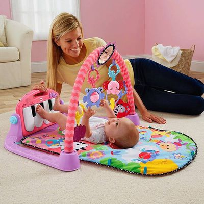 kick and play piano gym pink