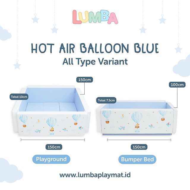 Lumba Playmat & Bumper - Playground 10cm - Hot Air Balloon Blue