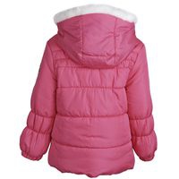 London Fog Faux Down Warm Hooded Puffer Jacket Coat with Fleece - Scarf Pink (24 bulan)