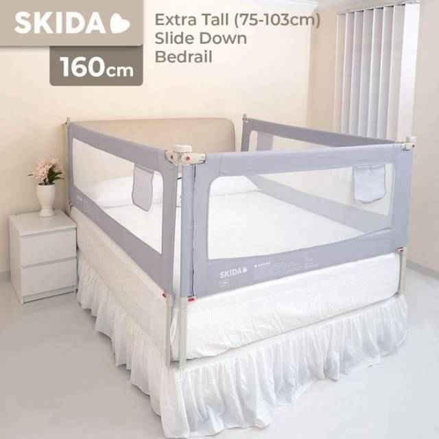 Skida Extra Tall Slide Down Bedrail 160cm - Grey