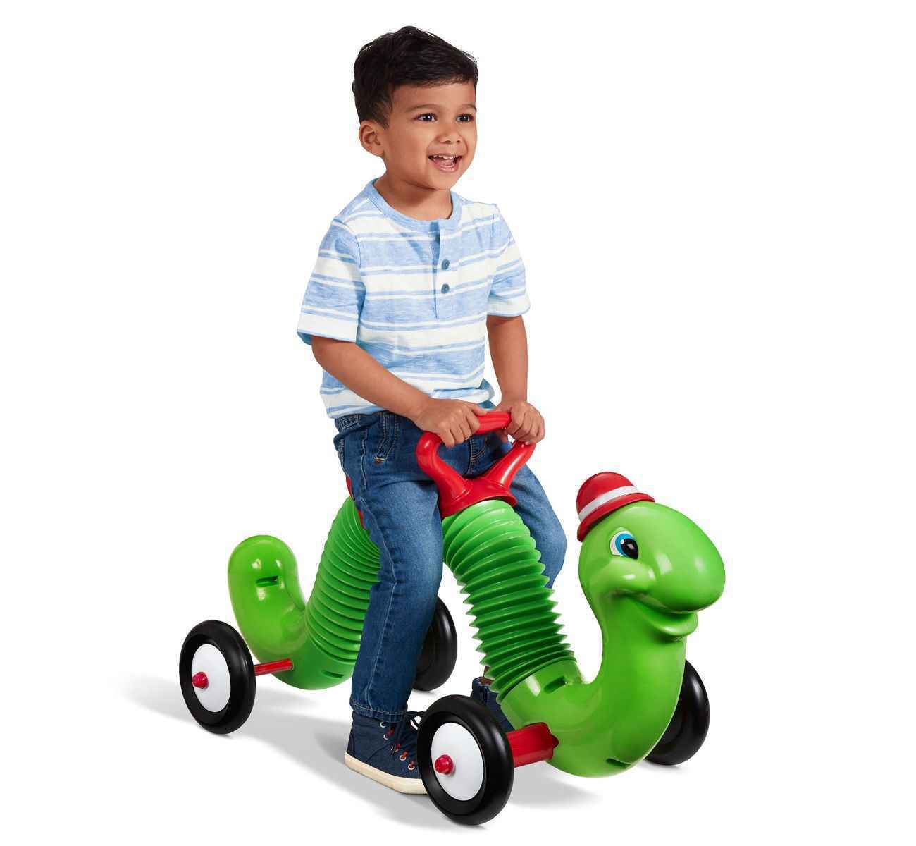 green inchworm riding toy